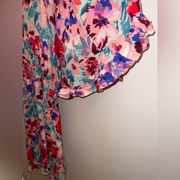 Easel Floral Tie-Back Mini Dress - Red, Pink, Blue - Picture 5 of 7